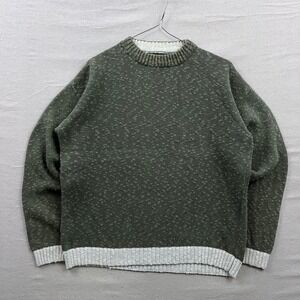 B.D. Vintage Baggies Sweater Mens XL Olive Green Linen Cotton Textured Crewneck
